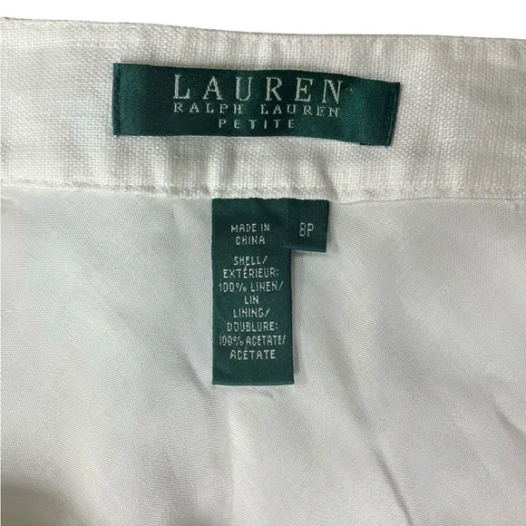 Lauren Ralph Lauren NWT 100% Linen White Midi Flared A Line Skirt Women’s 8P - Picture 5 of 10